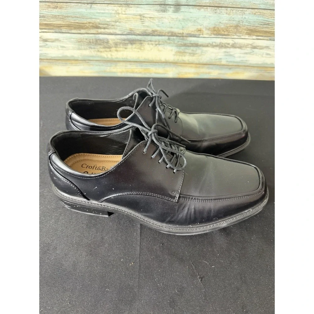 Croft & Barrow Oxford Shoes 8.5 Black Excellent Square Toe Ortholite EUC‎